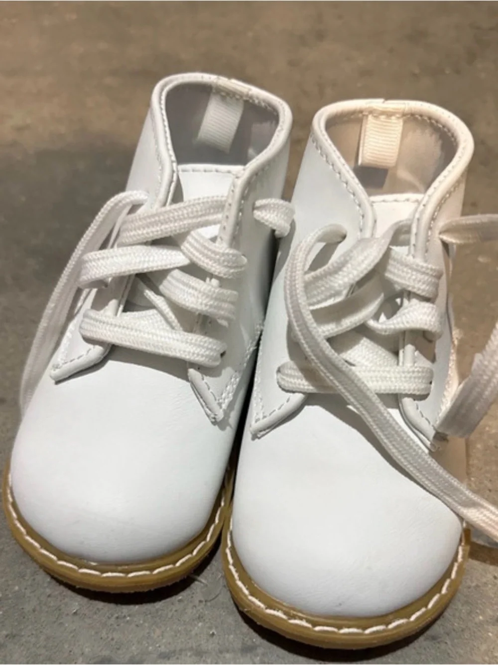 Josmo White Kids Lace-Up Dress Shoes with Tan Sole